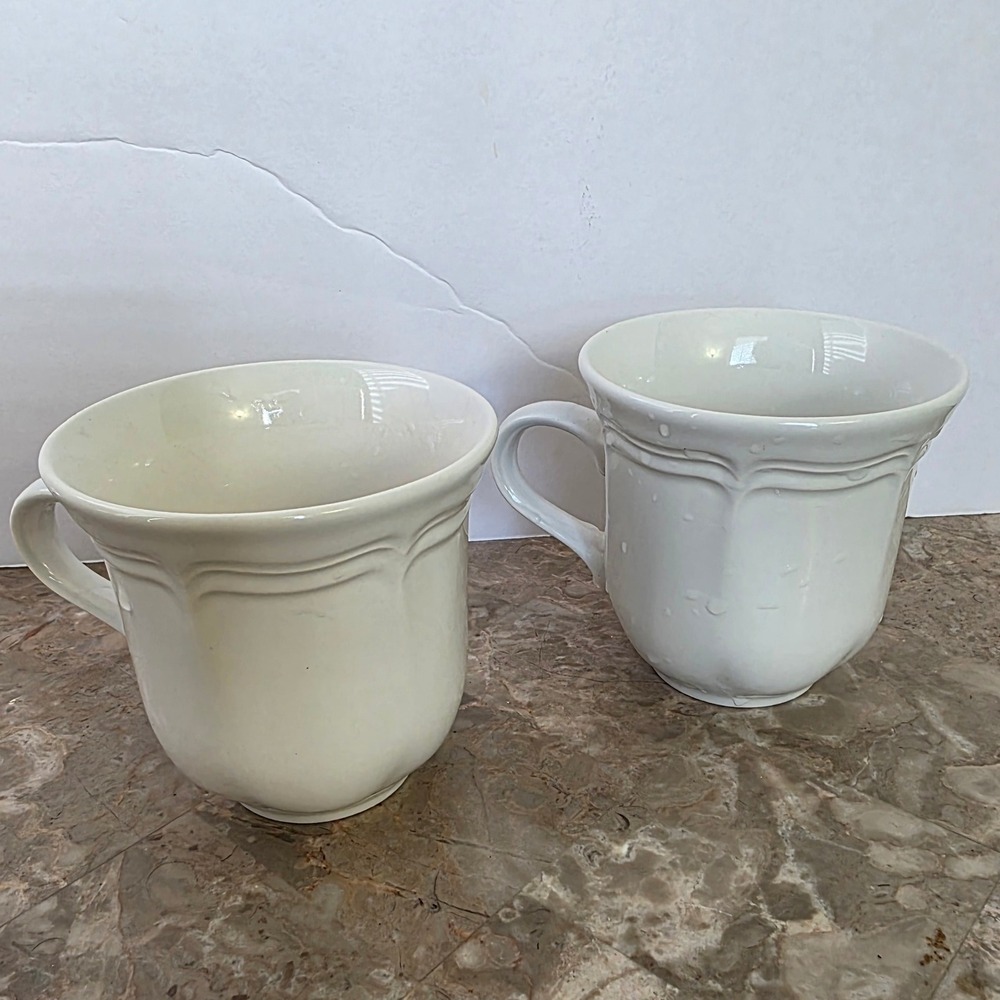 Mikasa French‎ Countryside F9000 Ivory Cream Set of 2 Coffee Cups Mugs Japan